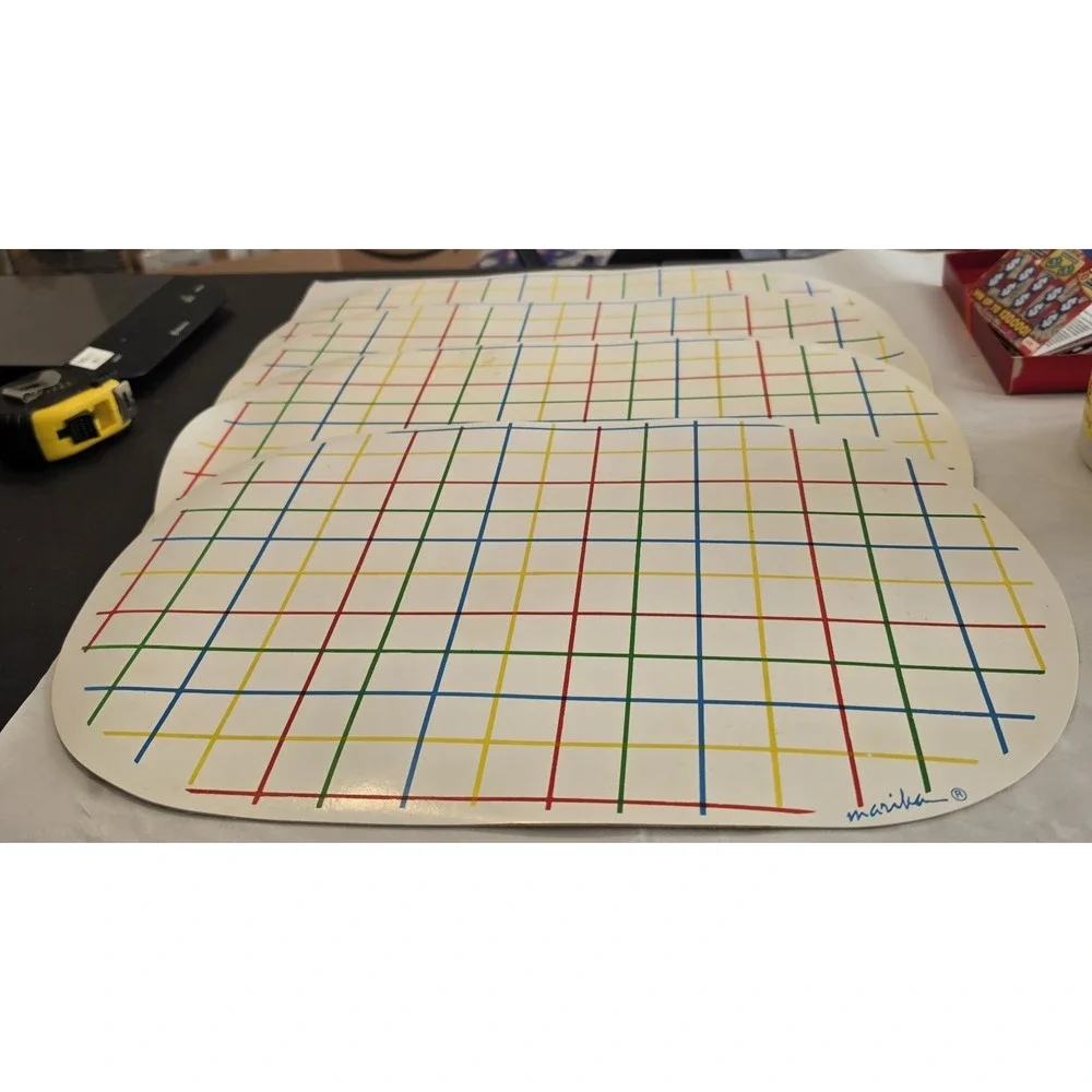 Kane Industries Set of 4 Placemats Multicolor Grid Retro Modernist 17.5x11